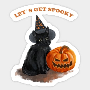 spooky black cat halloween Sticker